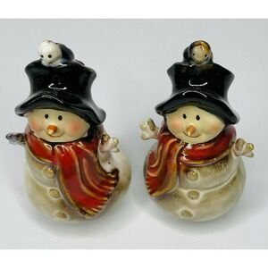 Kirklands Potters Garden Snowman Salt & Pepper Shaker Set Original Box NEW
